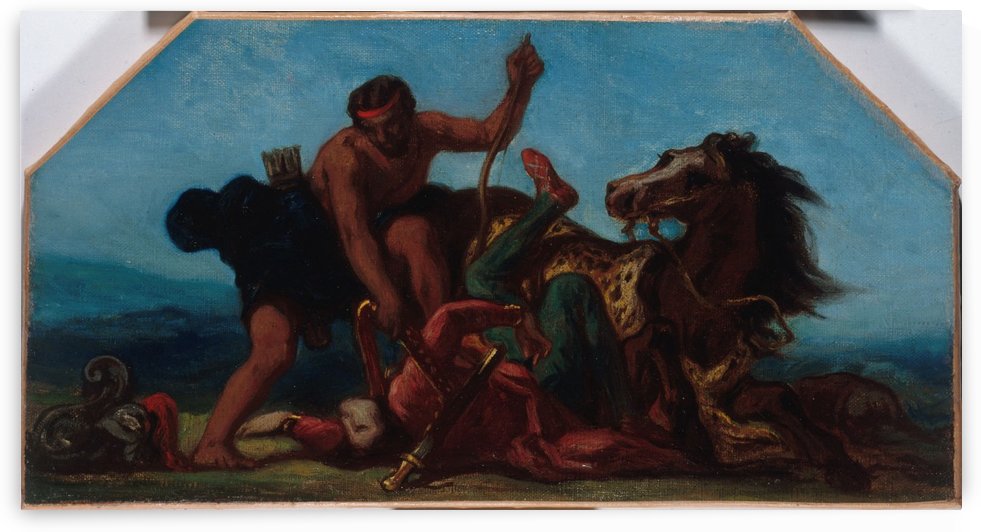 Esquisse pour le salon de la Paix a l Hotel de Ville de Paris Hercule vainqueur d Hippolyte reine des Amazones by Eugene Delacroix