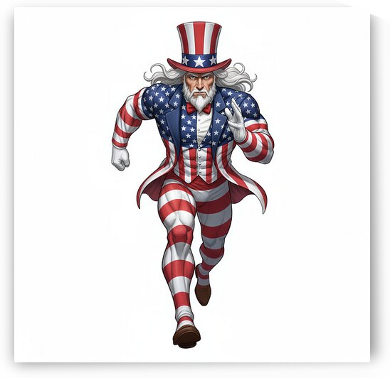 Uncle Sam Sprint — Stars  Stripes Superhero in Motion by MotivatePrints