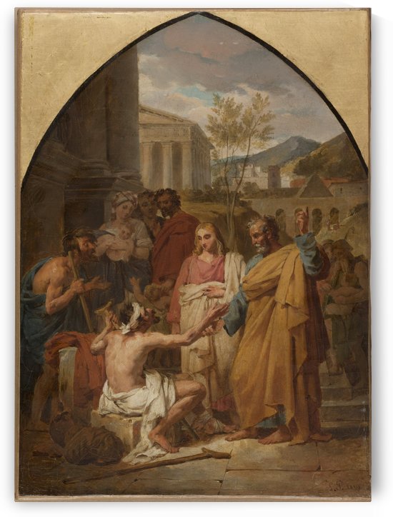 Esquisse pour l eglise Saint Severin Saint Pierre guerissant un boiteux a la porte du Temple de Jerusalem by Louis Vincent Leon Palliere