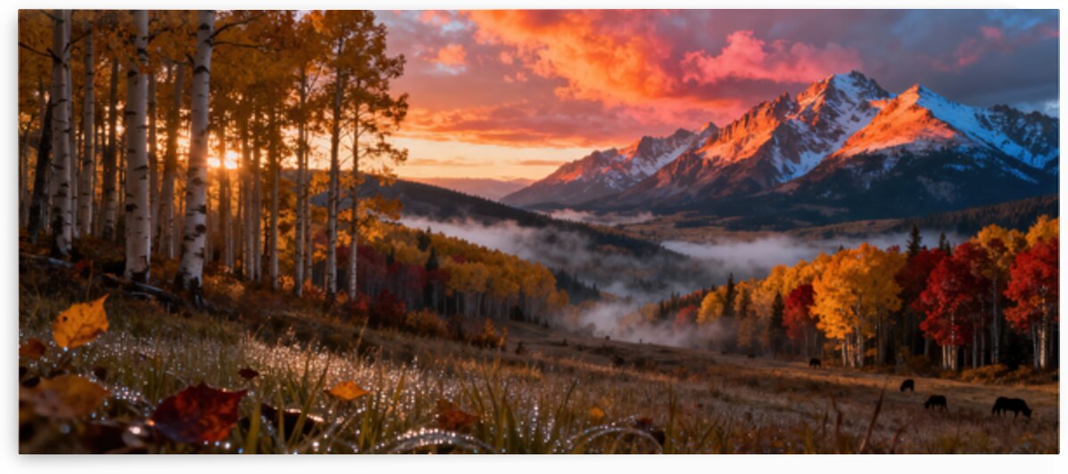 Autumn Glow — Aspens Mist  Mountain Fire by MotivatePrints