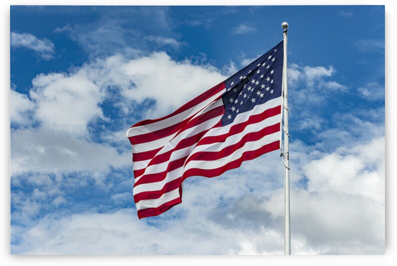 American Flag Against Clouds and Blue Sky - Utah by Gary Whitton
