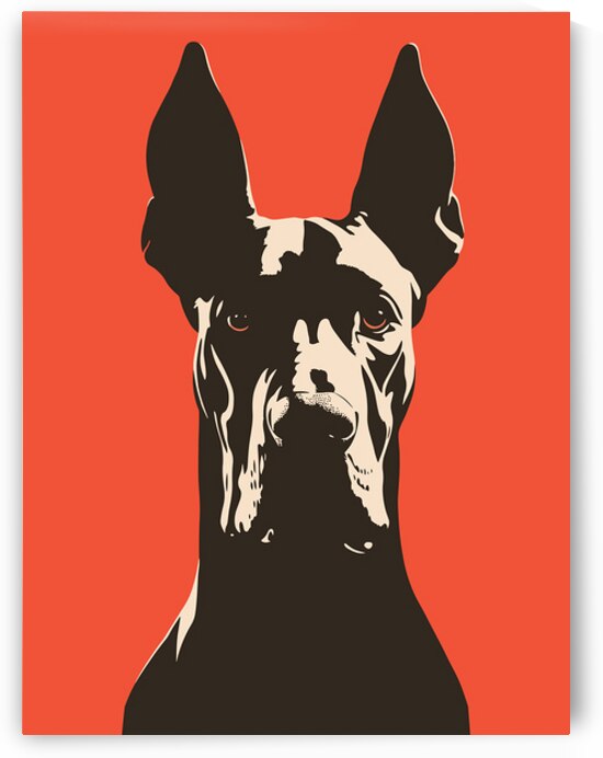 Bold Great Dane Dog Minimalist Black and Orange Dog Design for Dog Lovers by Ramy Salah Hefny