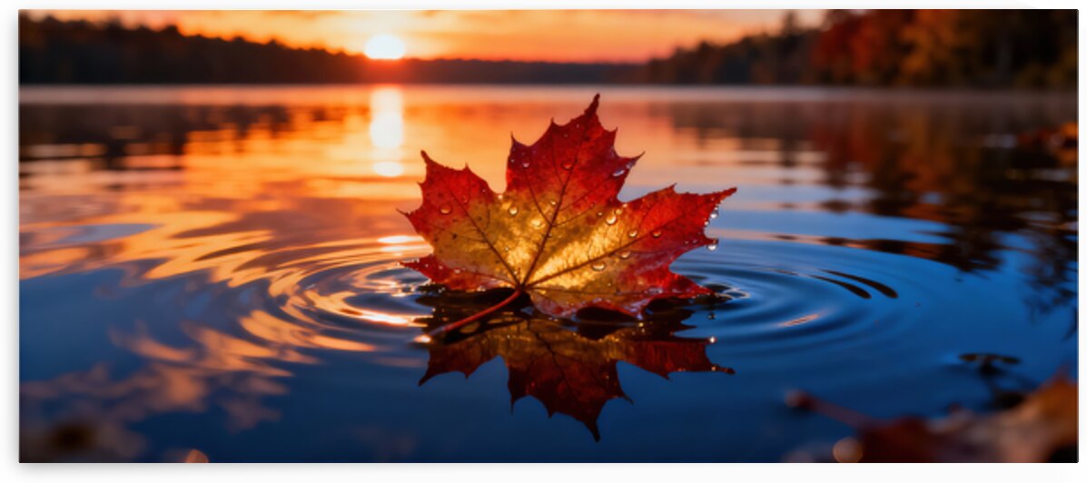 Crown of Autumn — Maple Leaf  Morning Ripples by MotivatePrints