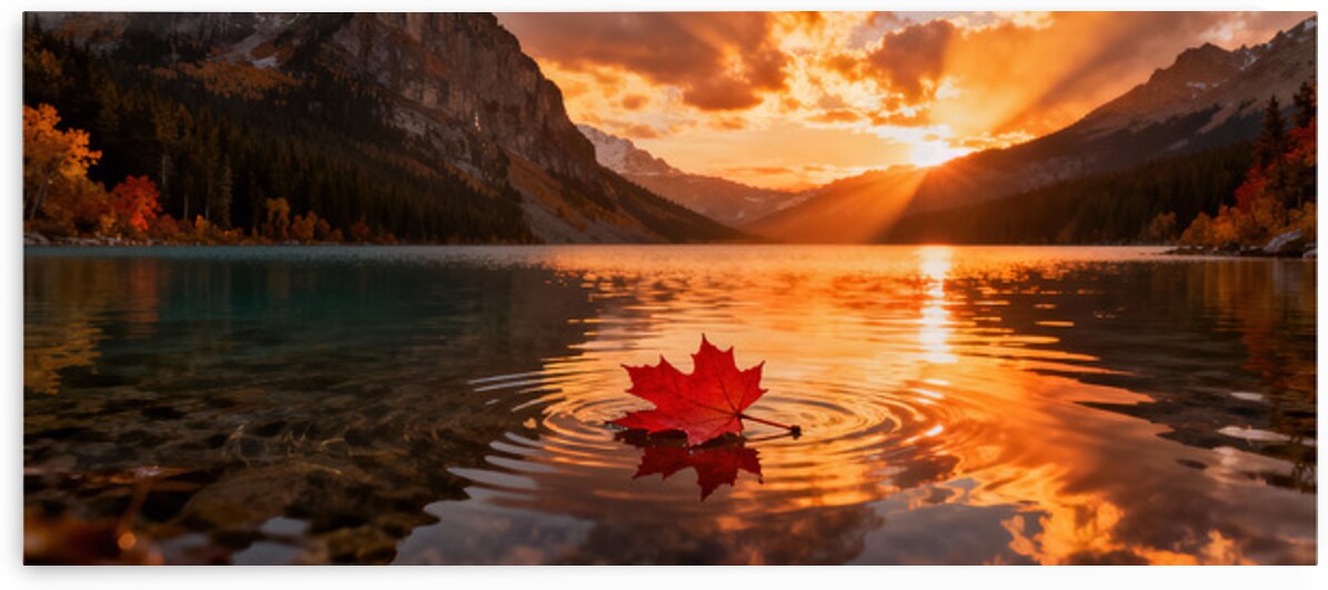 Maple Sunrise — Ripples on a Mountain Lake by MotivatePrints