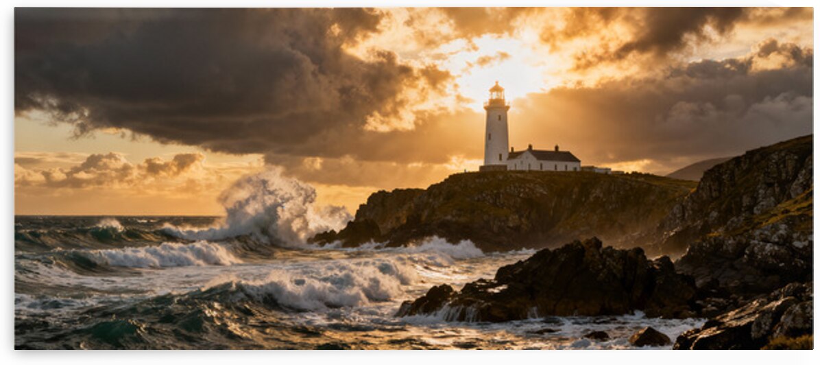 Guardian of the Coast Lighthouse Amidst the Storm by MotivatePrints