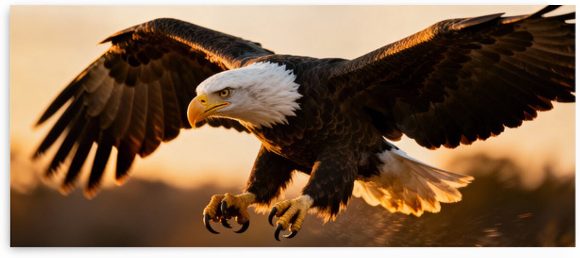 Wings of Power Bald Eagle in Flight by MotivatePrints