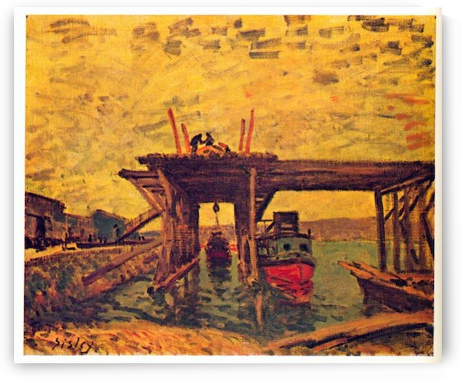 Bridge under construction by Sisley