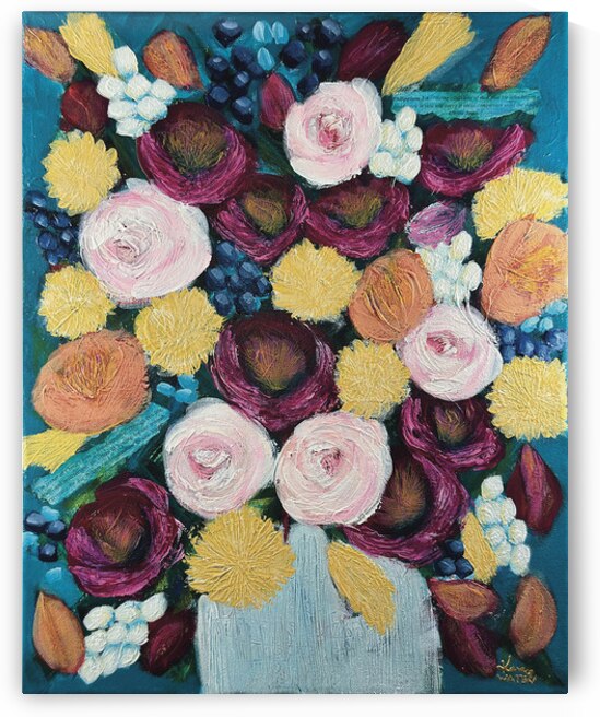 Heavenly Harmony Abstract Acrylic Floral Painting Print by Kara Waters