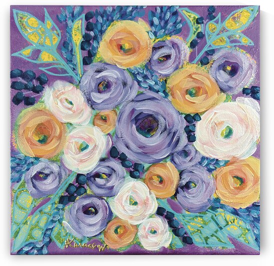 Bloom In His Light Abstract Acrylic Floral Painting Print by Kara Waters