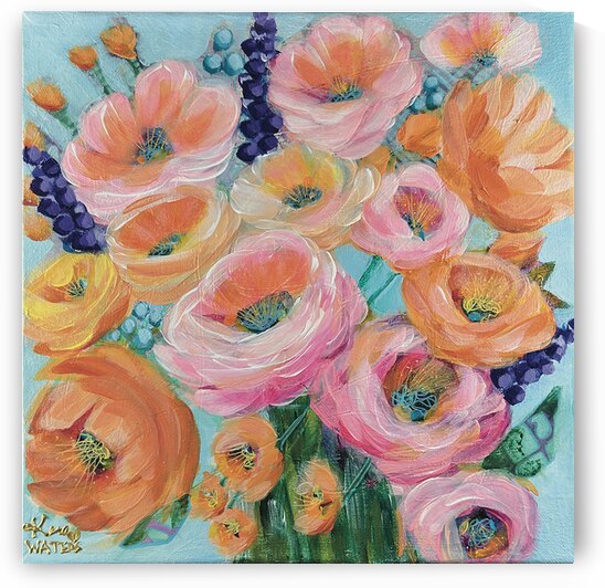 Joy Restored Abstract Acrylic Floral Painting Print by Kara Waters