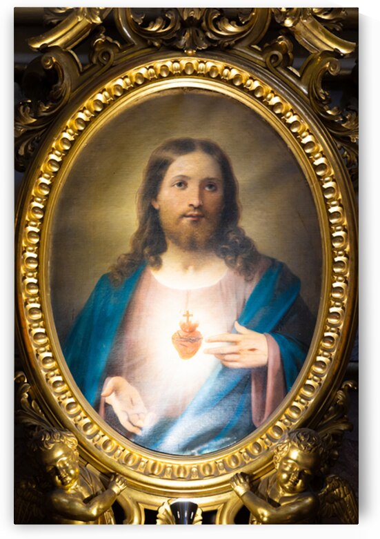 Bologna Italy   San Luca Sanctuary. Heart of Jesus Christ paint by Paolo Modena