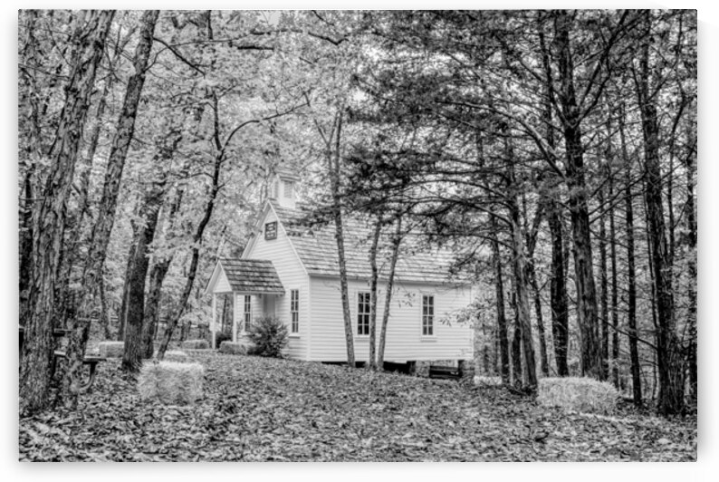Vintage Concord One Room Schoolhouse Grayscale by Jennifer White