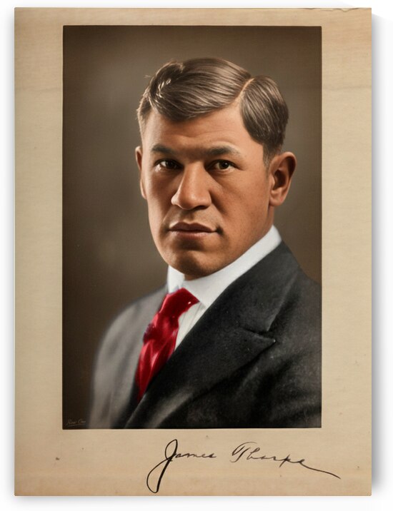 Early 1900s Jim Thorpe Photo and Signature Art by Row One Brand