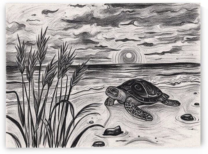 Sea Grass with Turtle at Sunset Oct 23 2025 at 1 25 12 PM by Magikheart