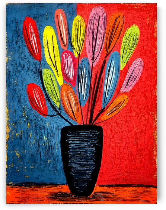 Dual Spectrum Blooms – Color Fusion Floral Print by Savage Art Prints