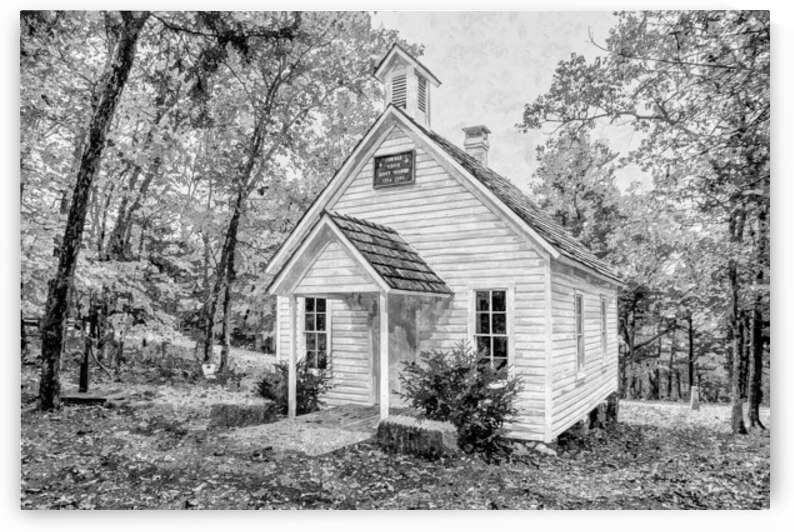Old One Room Schoolhouse Concord Grayscale by Jennifer White