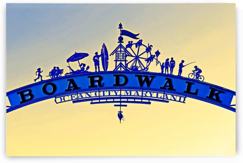 Ocean City Boardwalk Arch Center Blue Yellow 2025 by Bill Swartwout Photography