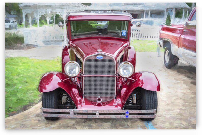 1930 Red Ford Hot Rod 5 Window Coupe X1 2 by Rich Franco