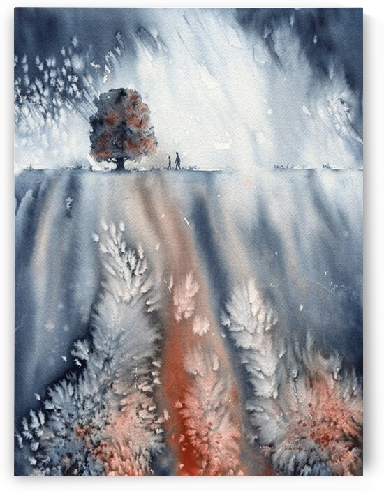 November walk watercolor painting  by Karen Kaspar