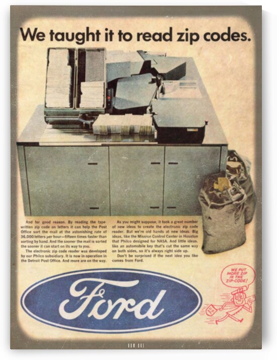 1966 Ford Zip Code Reader Post Office Ad  by Row One Brand