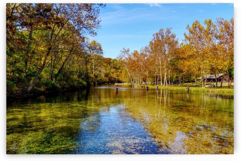 Fishing In Golden Reflections  Bennett Spring by Jennifer White
