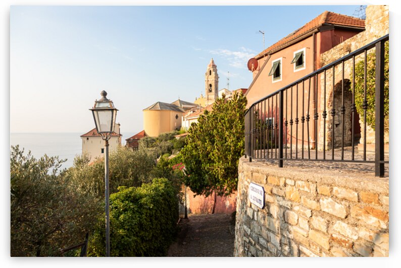 Scenic View of Cervo Village in Liguria Italy at Sunset by Paolo Modena