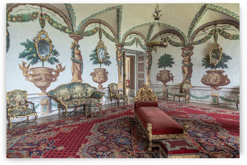 Masino Italy   baroque livingroom in old castle. Vintage interi by Paolo Modena