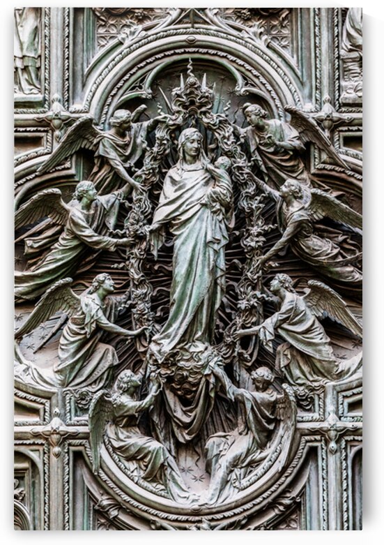 Italy Milan. Detail of the Cathedral door   the Duomo   with an by Paolo Modena