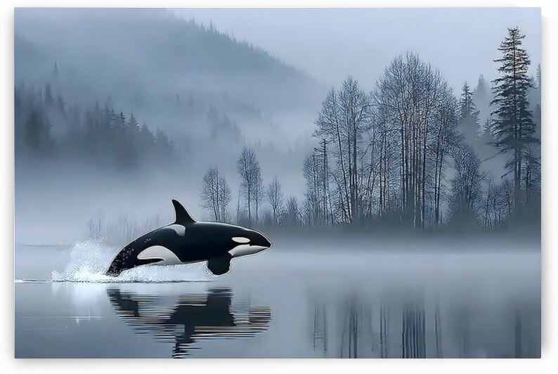Whispers of the Sea – Orca in the Mist Print by Savage Art Prints