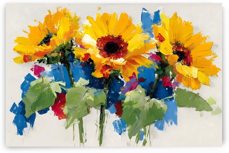 Palette of Sunlight – Sunflower Impasto Print by Savage Art Prints