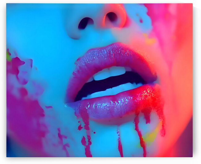 Color Bleed – Neon Lips Print by Savage Art Prints