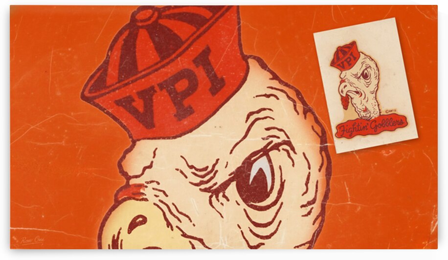 Vintage Virginia Tech Gobbler Art Remix by Row One Brand
