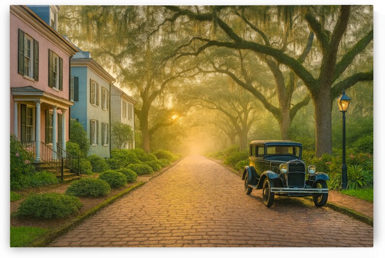 Vintage Car on Historic Charleston Street by Shelia Hunt Photography