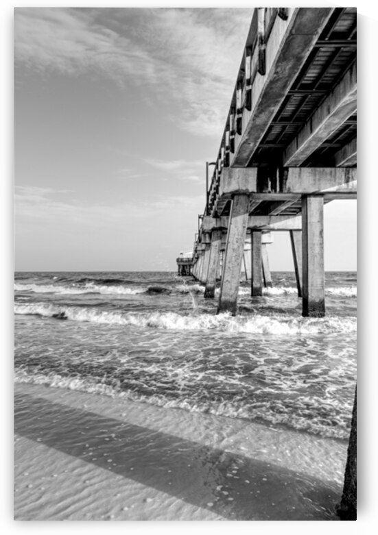 Splash And Light Gulf Shores Pier Grayscale by Jennifer White