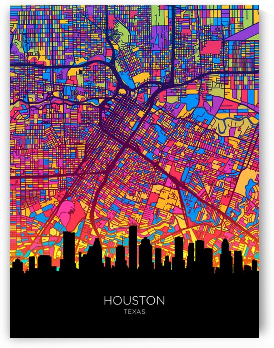 Houston Texas Skyline Map by Michael Tompsett