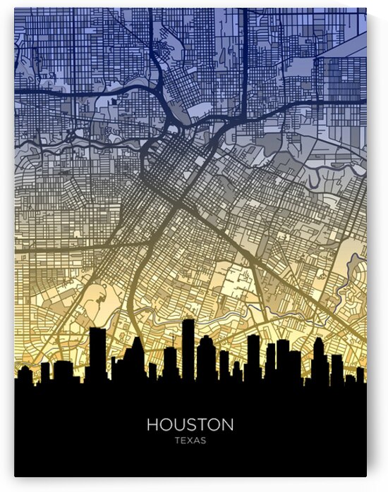 Houston Texas Skyline Map by Michael Tompsett