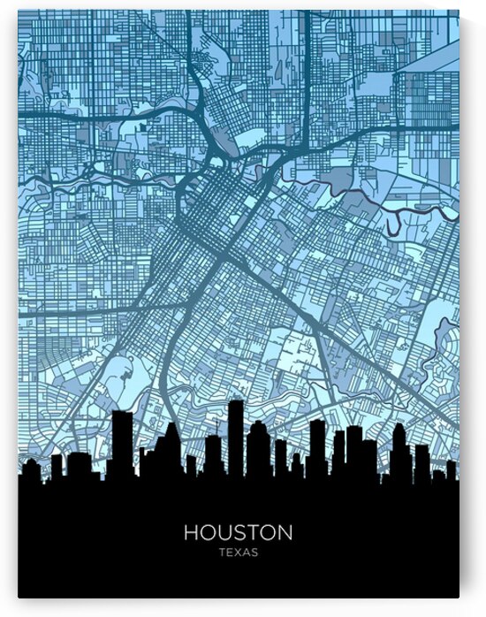 Houston Texas Skyline Map by Michael Tompsett
