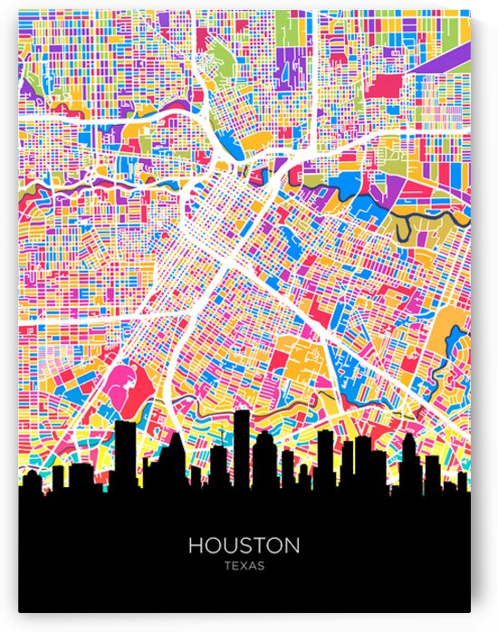 Houston Texas Skyline Map by Michael Tompsett