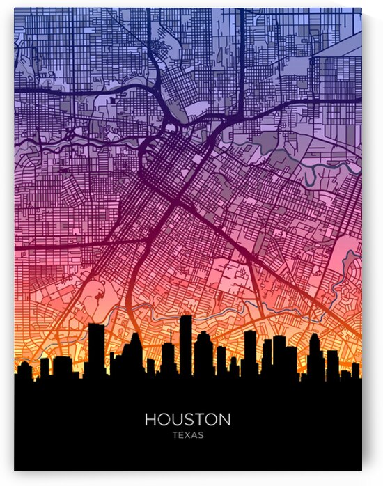 Houston Texas Skyline Map by Michael Tompsett