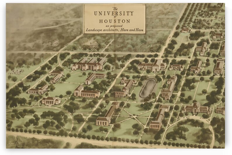 1930s University of Houston Campus Map by Row One Brand