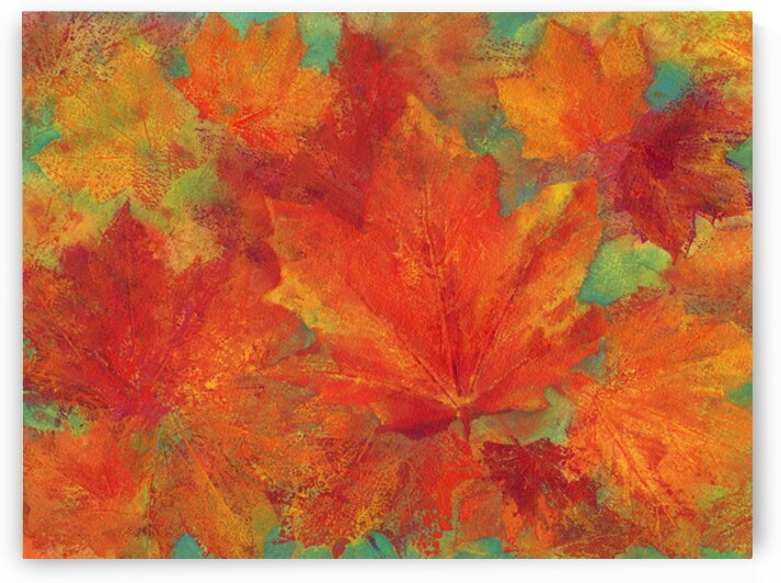 Maple leaves in warm fall colors by Karen Kaspar