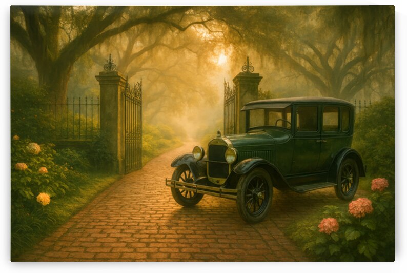 Classic Car at Charleston Garden Gate by Shelia Hunt Photography
