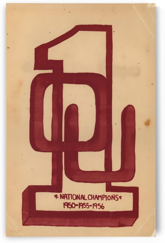 1970s Oklahoma Sooners Number 1 Art by Row One Brand
