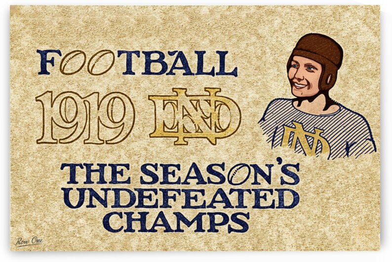 1919 Notre Dame Fighting Irish Football Art Remix by Row One Brand