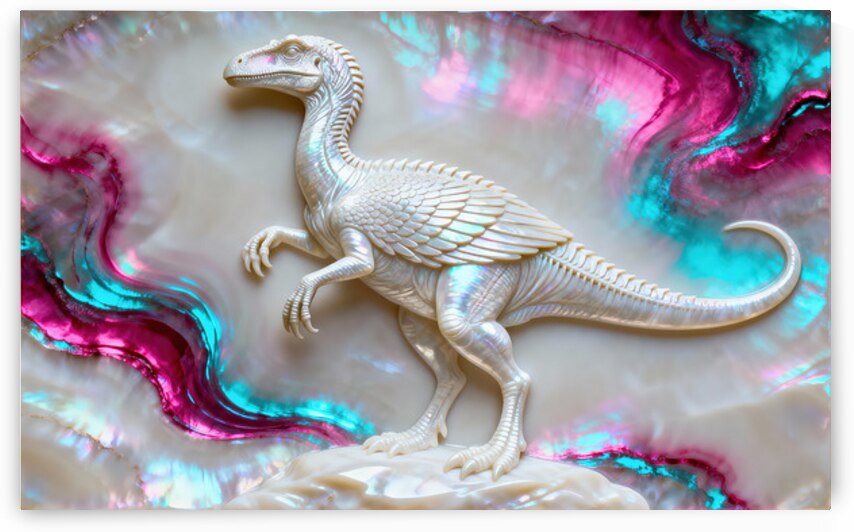 Nacreous Giants: Ornitholestes Hermanni by Sumer Paintings