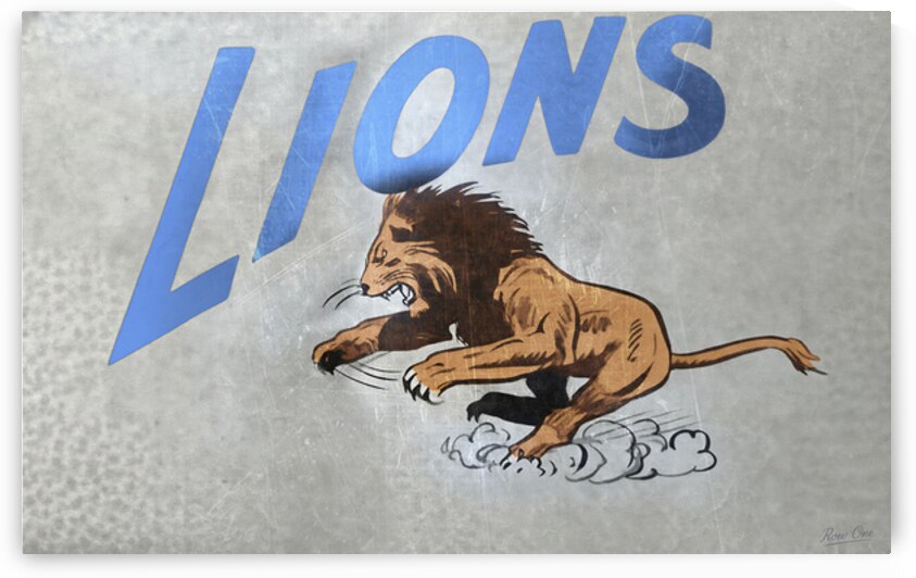 Detroit Lions Art from the 1950s Remixed by Row One by Row One Brand