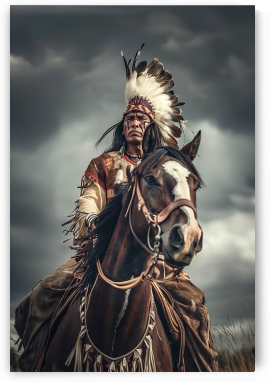 Native american chief on his horse by DELPHIMAGES