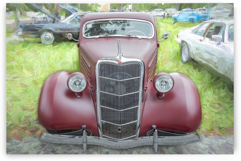 1935 Red Ford Hot Rod 5 Window Coupe X1 3 by Rich Franco