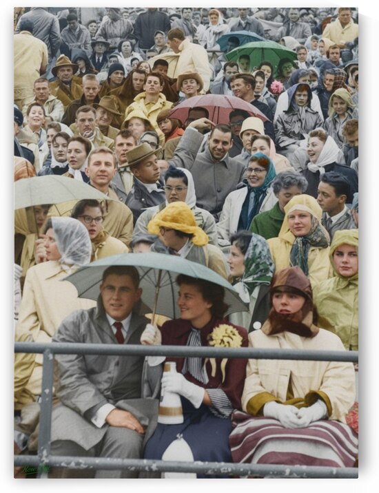 1950s North Texas Football in Rain by Row One Brand