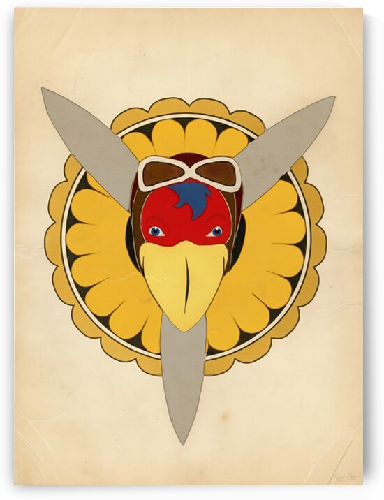 Vintage Kansas Jayhawk Pilot Art by Row One Brand